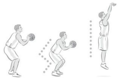 Pencil drawing of a basketball shot jump and release